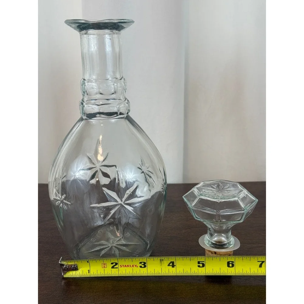 VTG Clear Glass MCM Atomic Starburst‎ Decanter/Bottle with Stopper 10.5